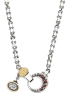 Eternity Necklace, 18k Yellow Gold with Sterling Silver & & Garnet